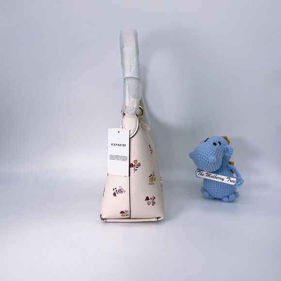 Coach CW392 Zip Top Shoulder Bag With Heart Bouquet Print Crossbody Double Strap - Picture 3 of 10